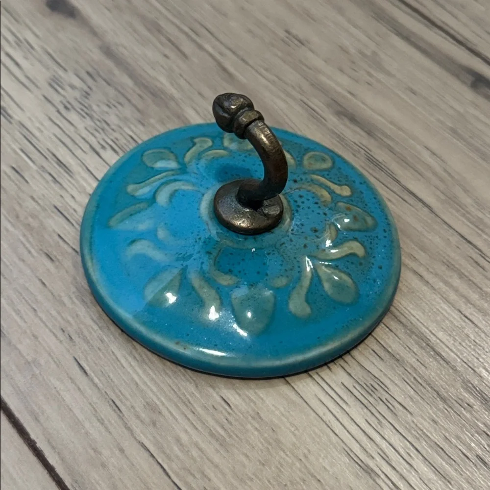 Ceramic Craft Turquoise Ceramic Wall Towel Hook